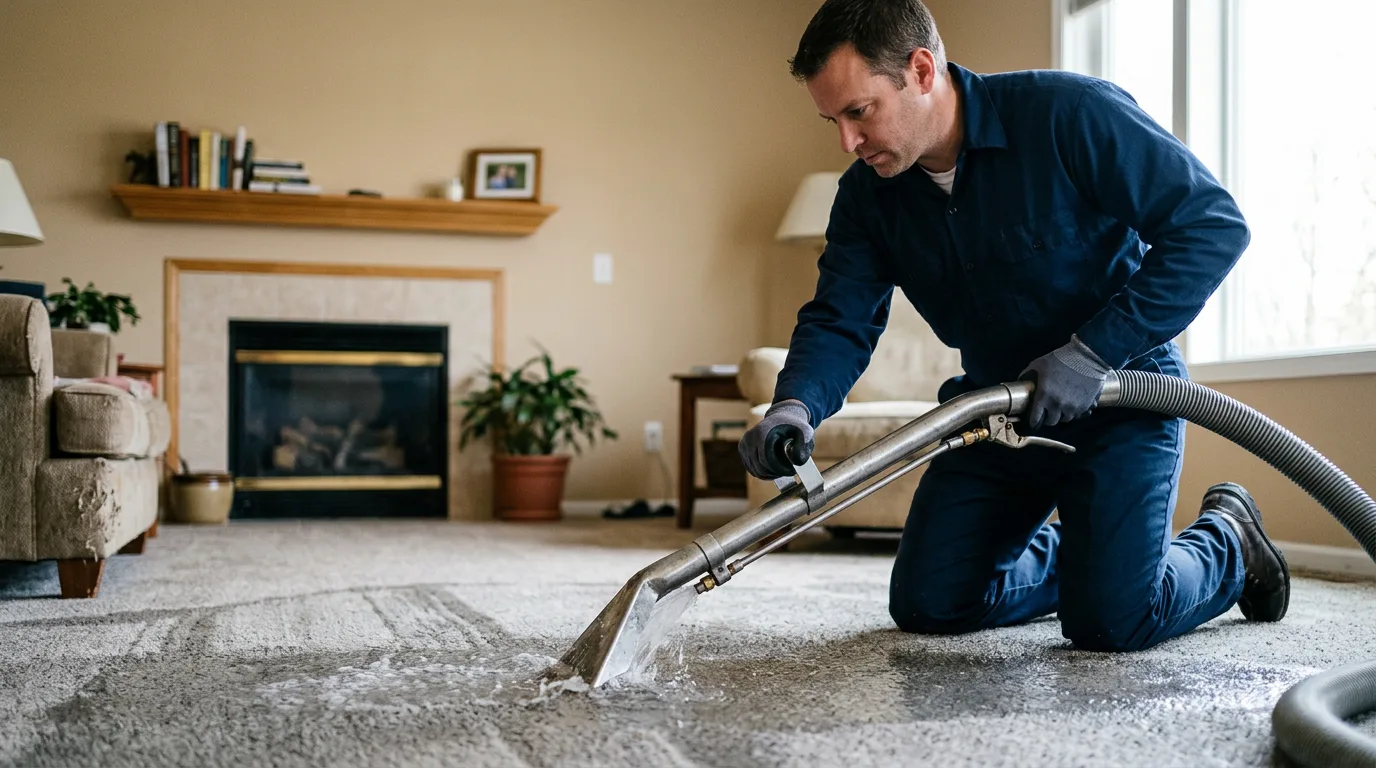 Water damage restoration technician working near North Brookfield, MA